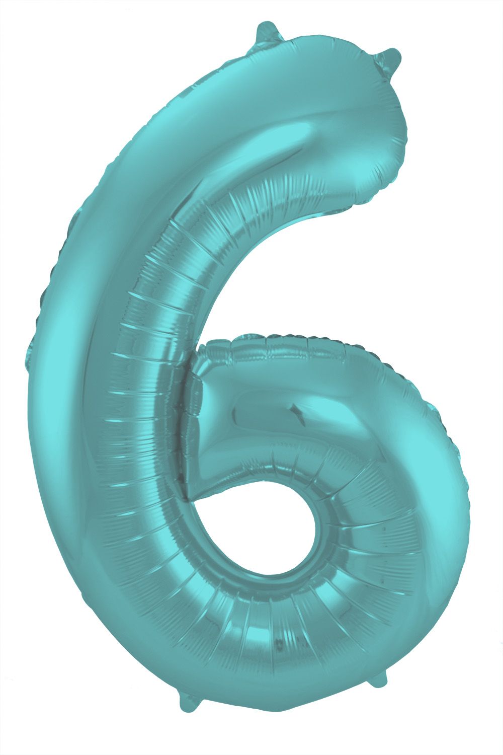 Folieballon cijfer 6 metallic pastel aqua blauw 86cm