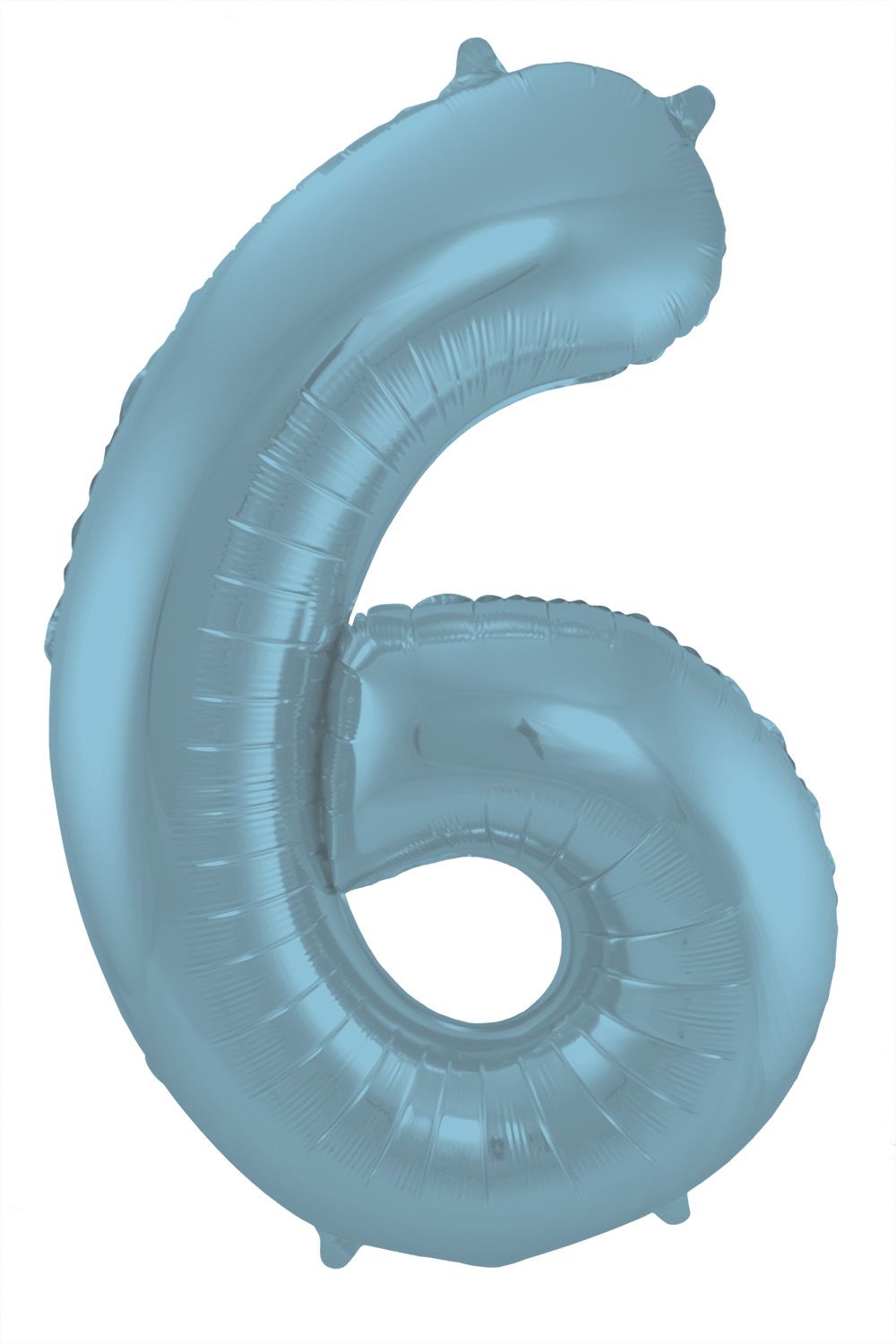 Folieballon cijfer 6 metallic pastel blauw 86cm