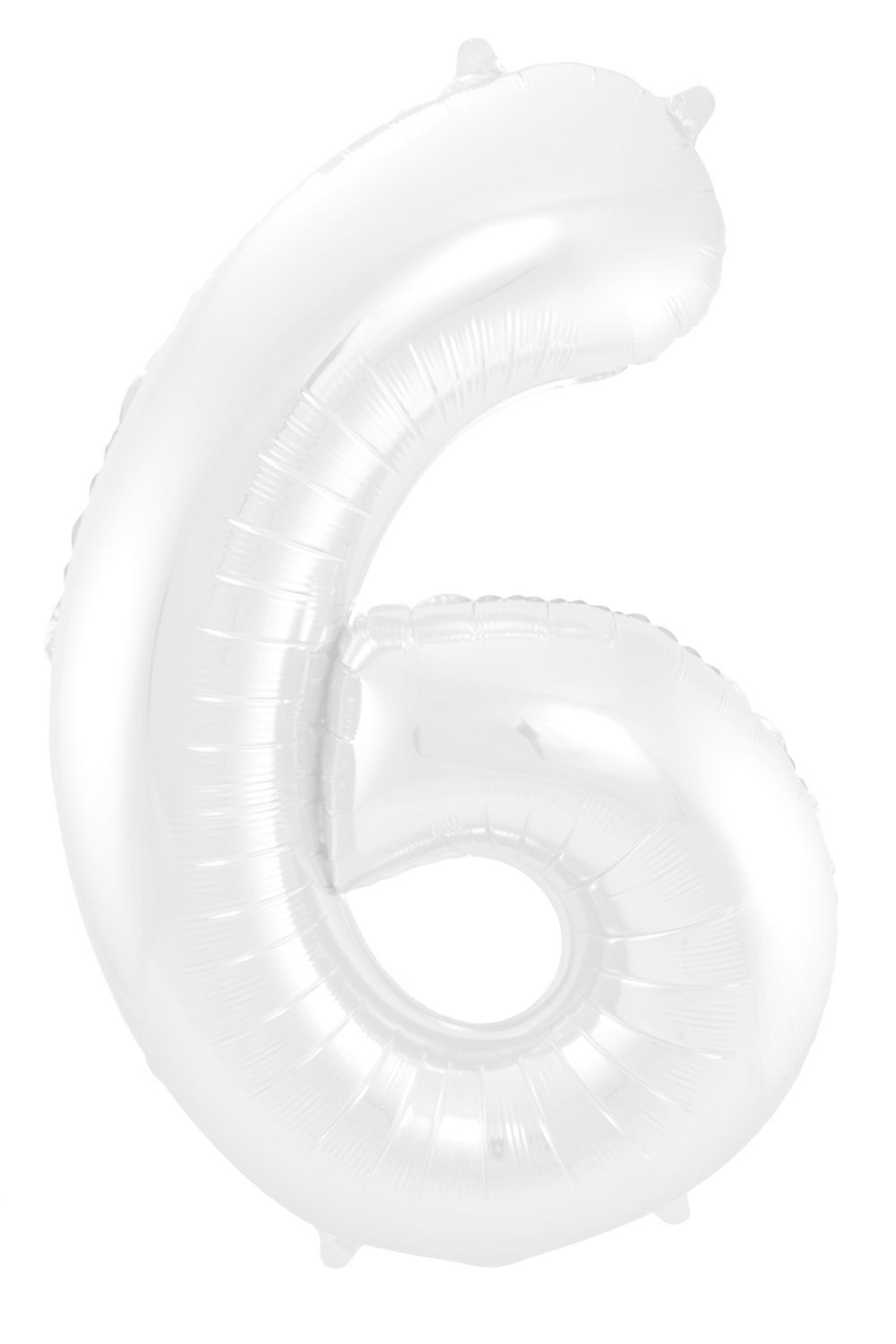 Folieballon cijfer 6 metallic wit 86cm