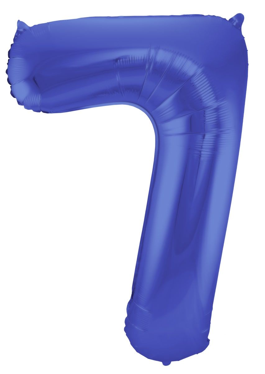 Folieballon cijfer 7 metallic blauw 86cm