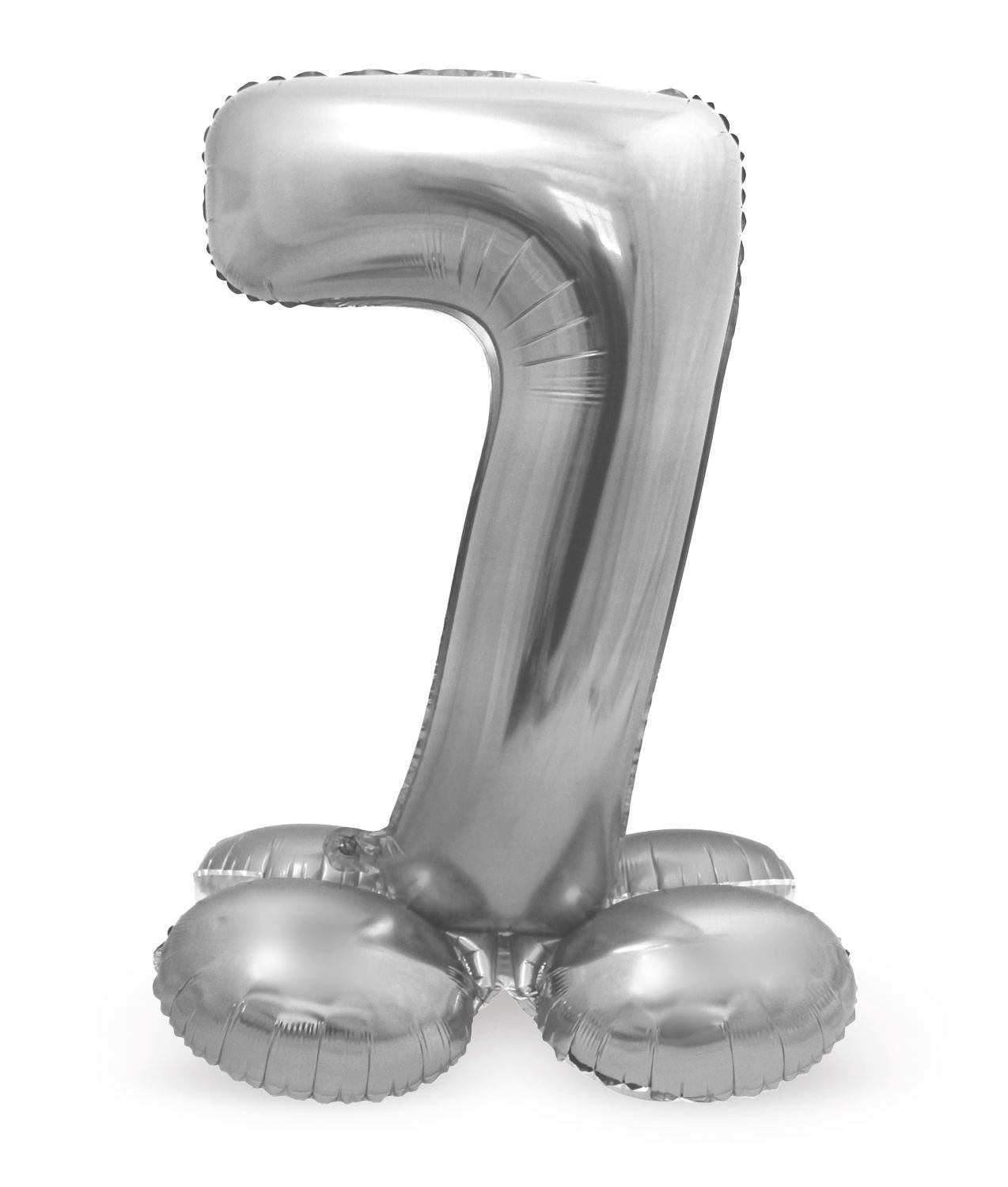 Folieballon cijfer 7 zilver met standaard 72cm
