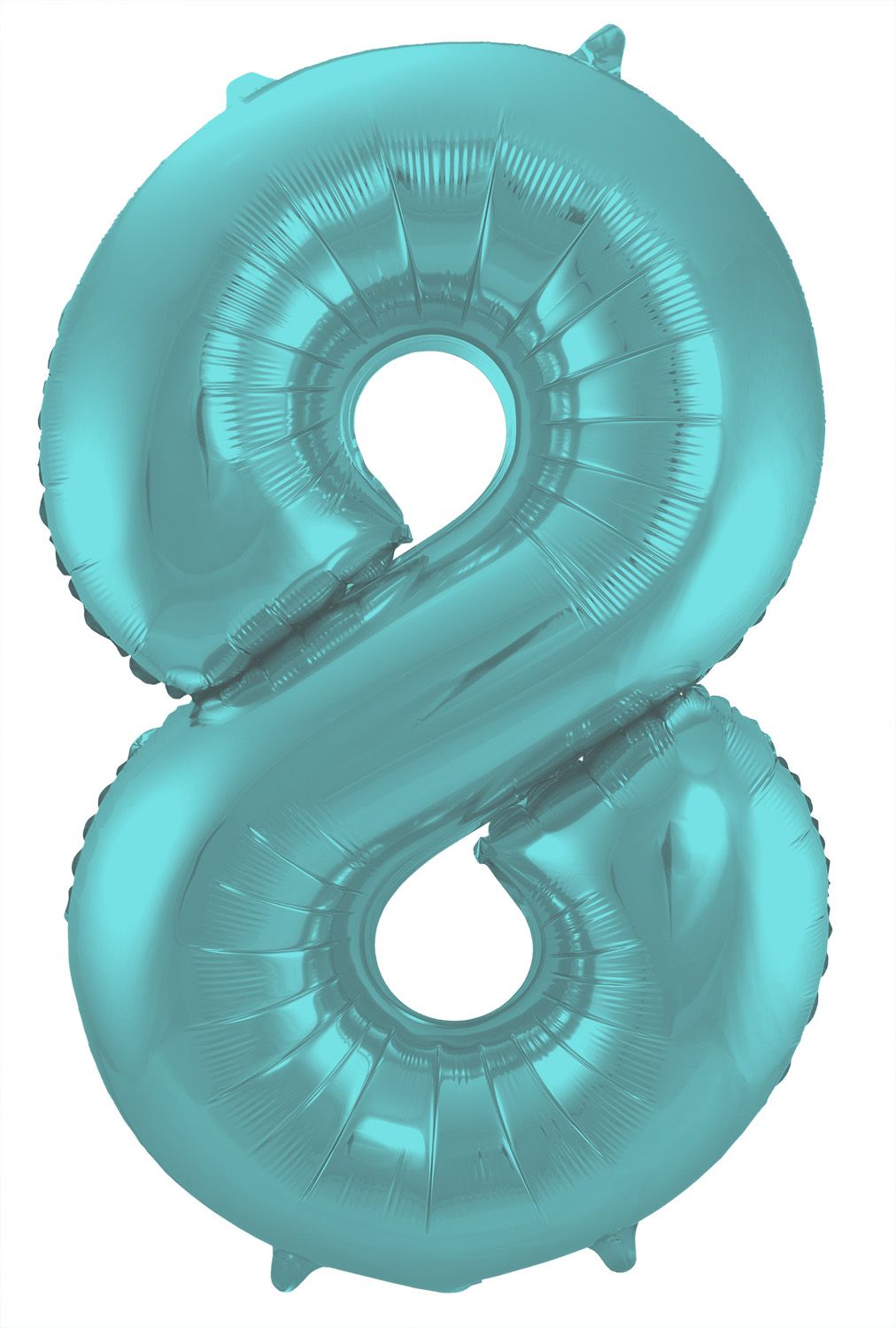 Folieballon cijfer 8 metallic pastel aqua blauw 86cm