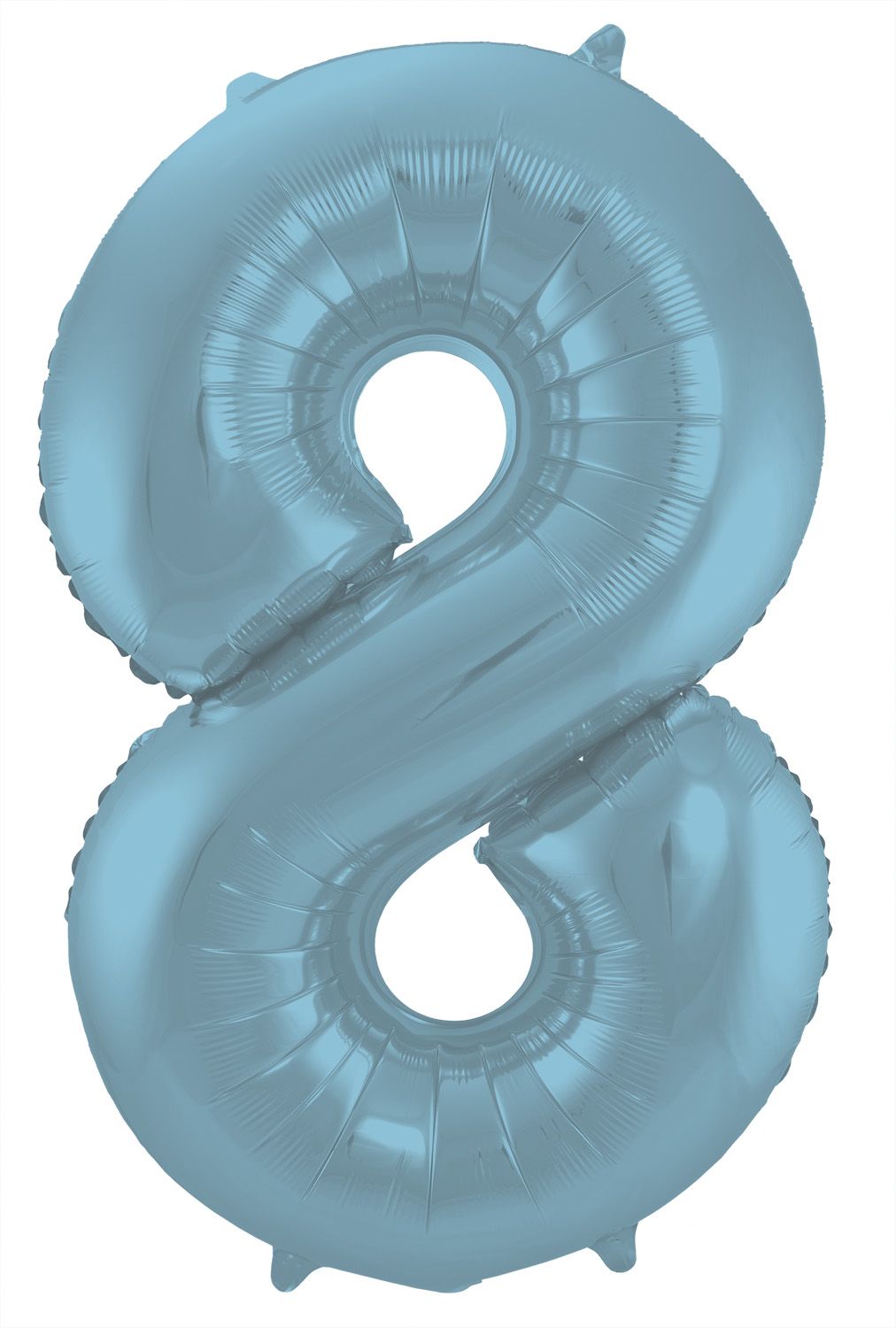 Folieballon cijfer 8 metallic pastel blauw 86cm