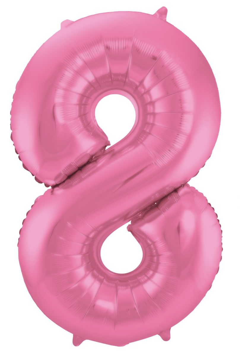 Folieballon cijfer 8 metallic roze 86cm