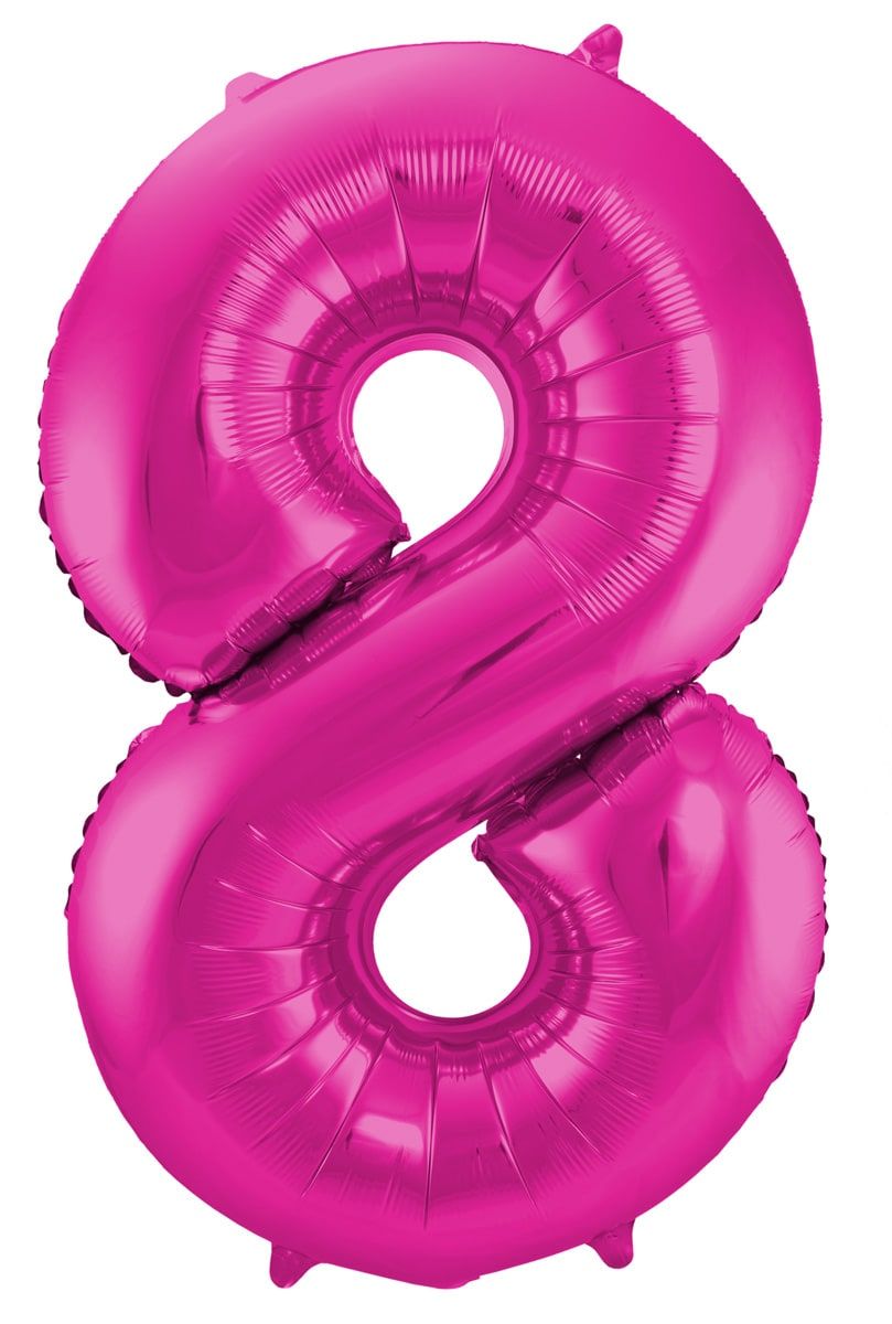 Folieballon cijfer 8 roze 86cm