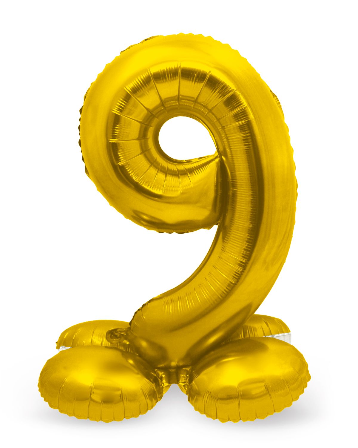 Folieballon cijfer 9 goud met standaard 72cm