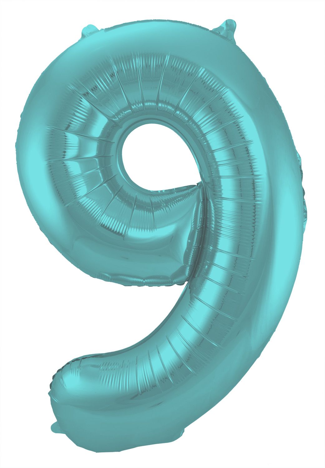 Folieballon cijfer 9 metallic pastel aqua blauw 86cm