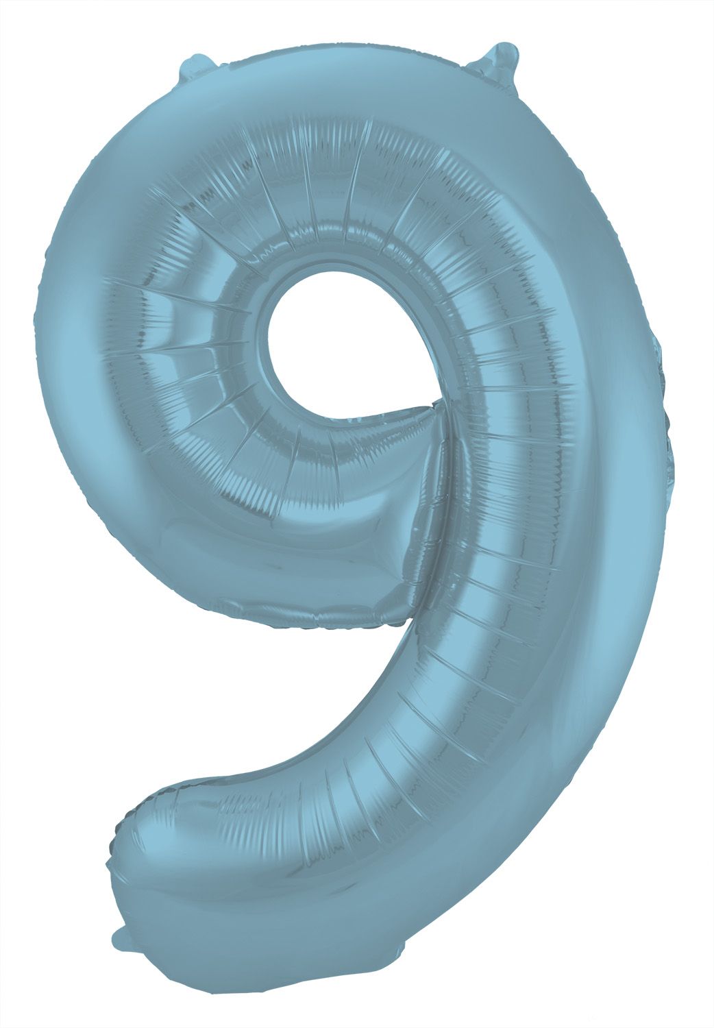 Folieballon cijfer 9 metallic pastel blauw 86cm
