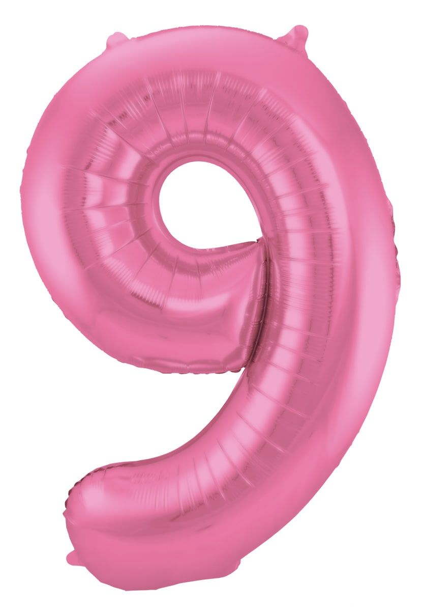 Folieballon cijfer 9 metallic roze 86cm