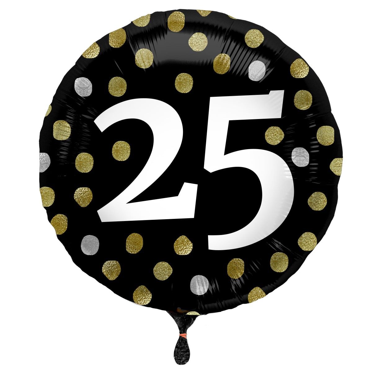 Folieballon glossy 25 happy birthday zwart