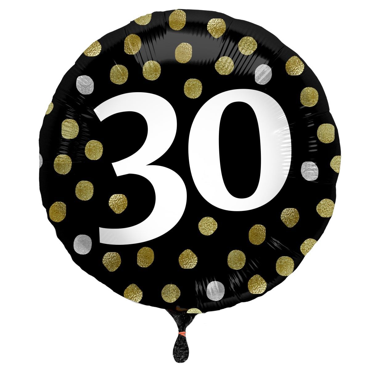 Folieballon glossy 30 happy birthday zwart