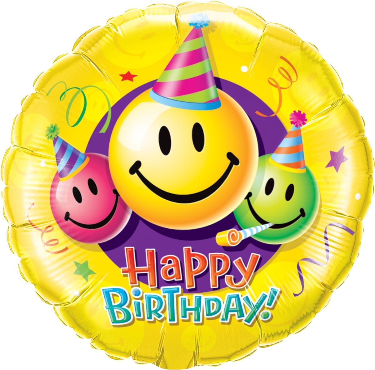 Folieballon happy birthday smileys