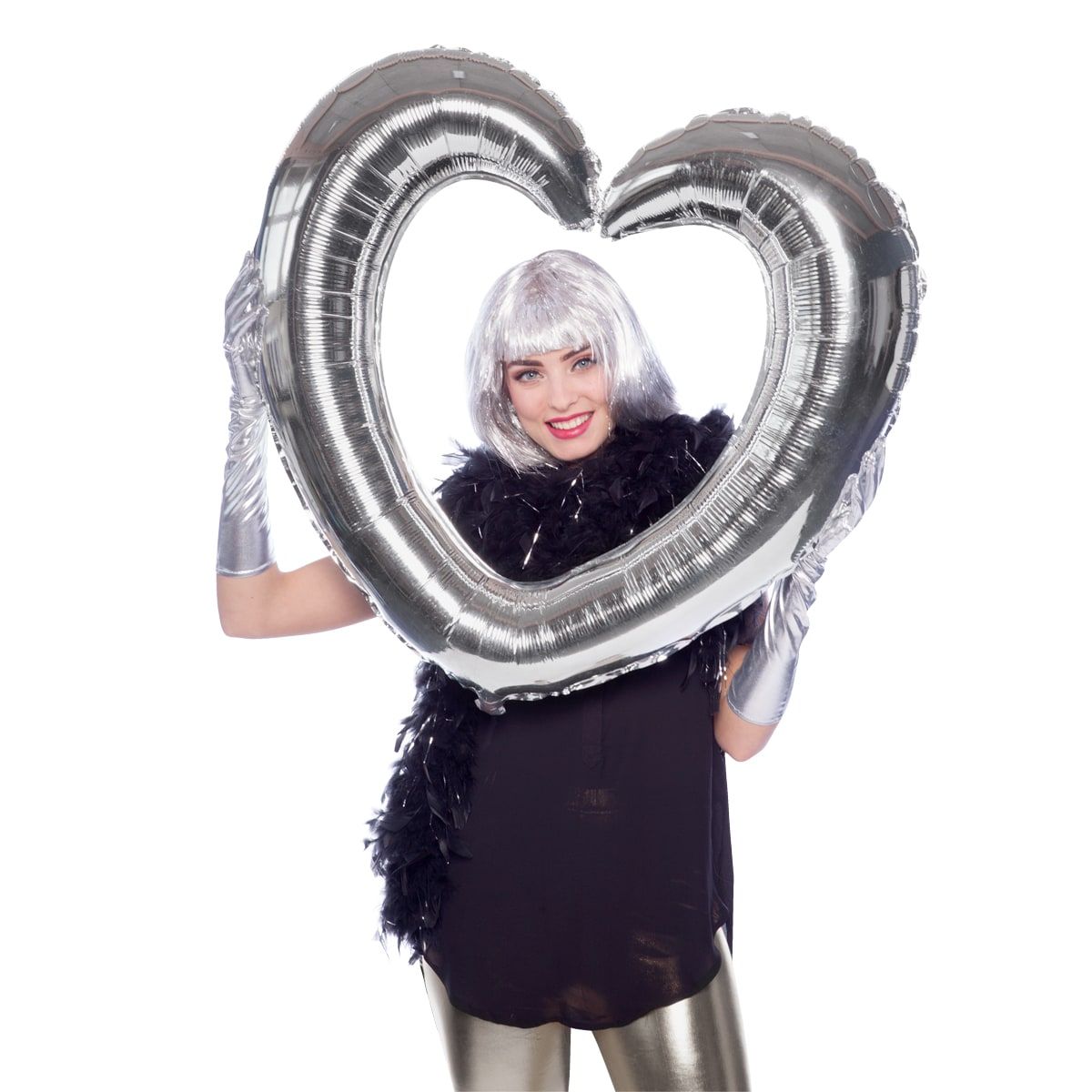 Folieballon hartvorm fotolijst zilver