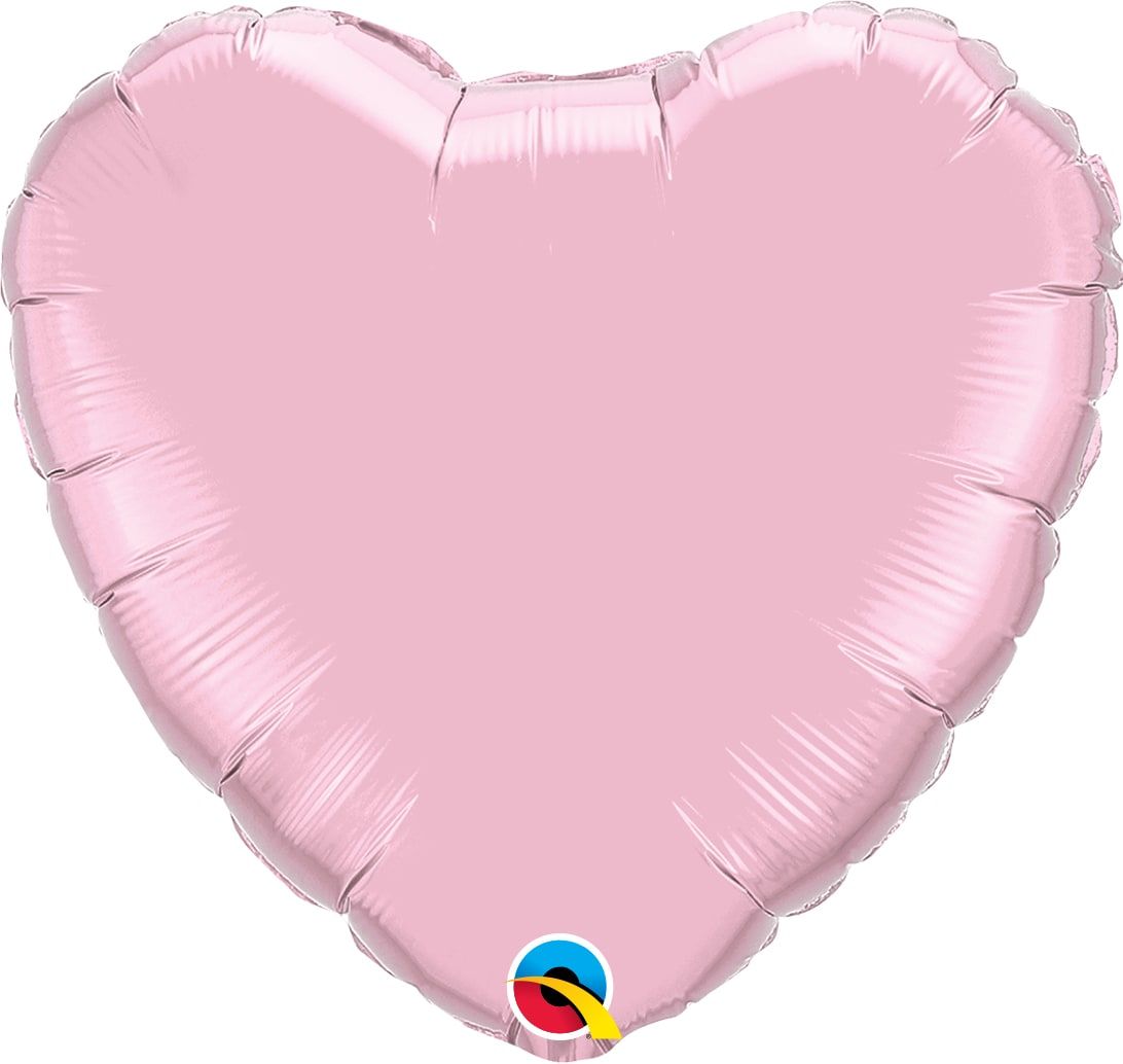 Folieballon hartvorm lichtroze parelmoer
