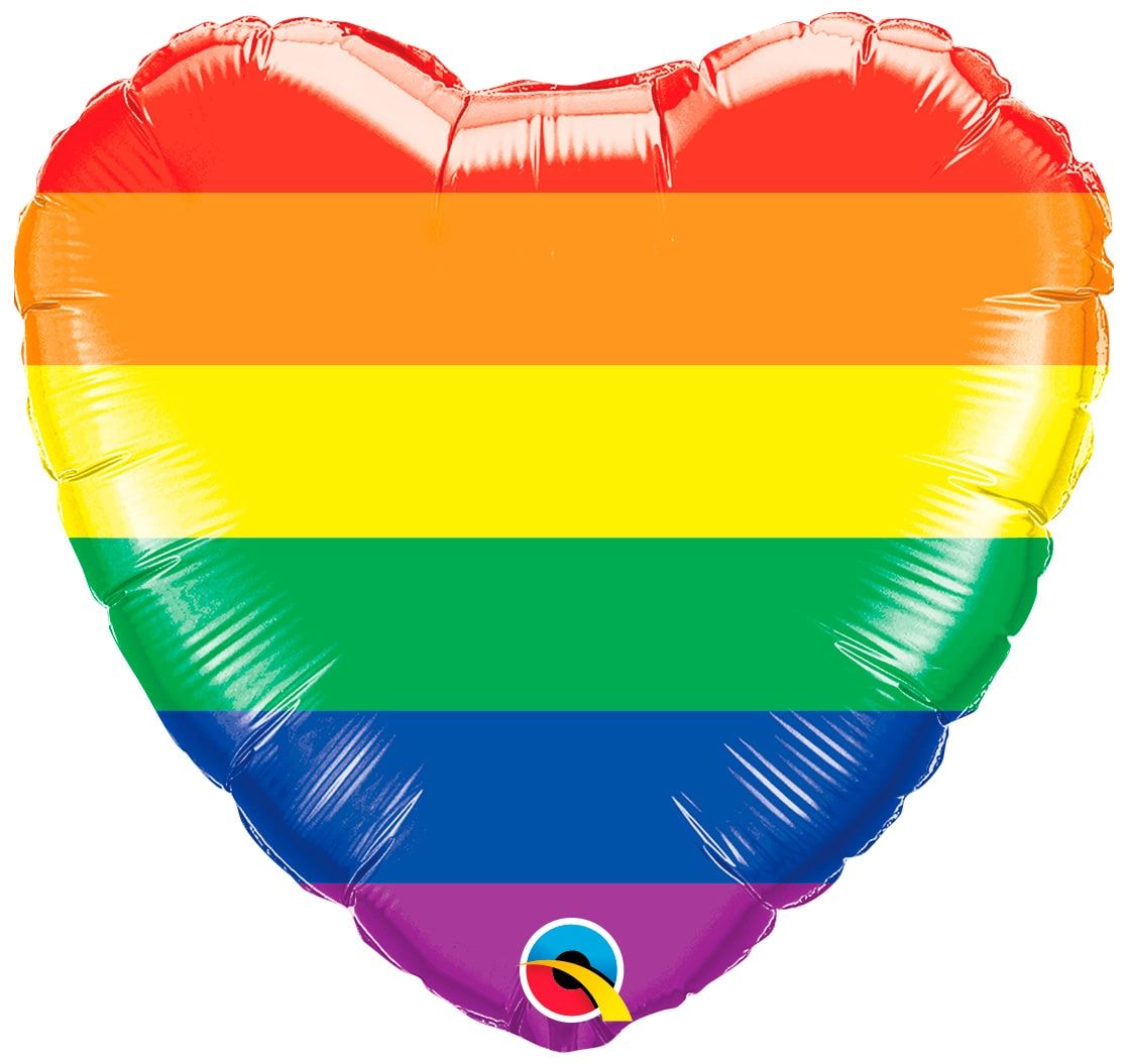 Folieballon hartvorm regenboog