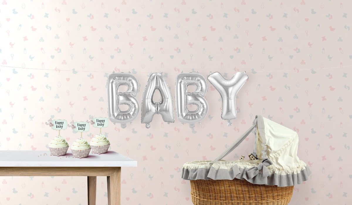 Folieballon letters baby zilver