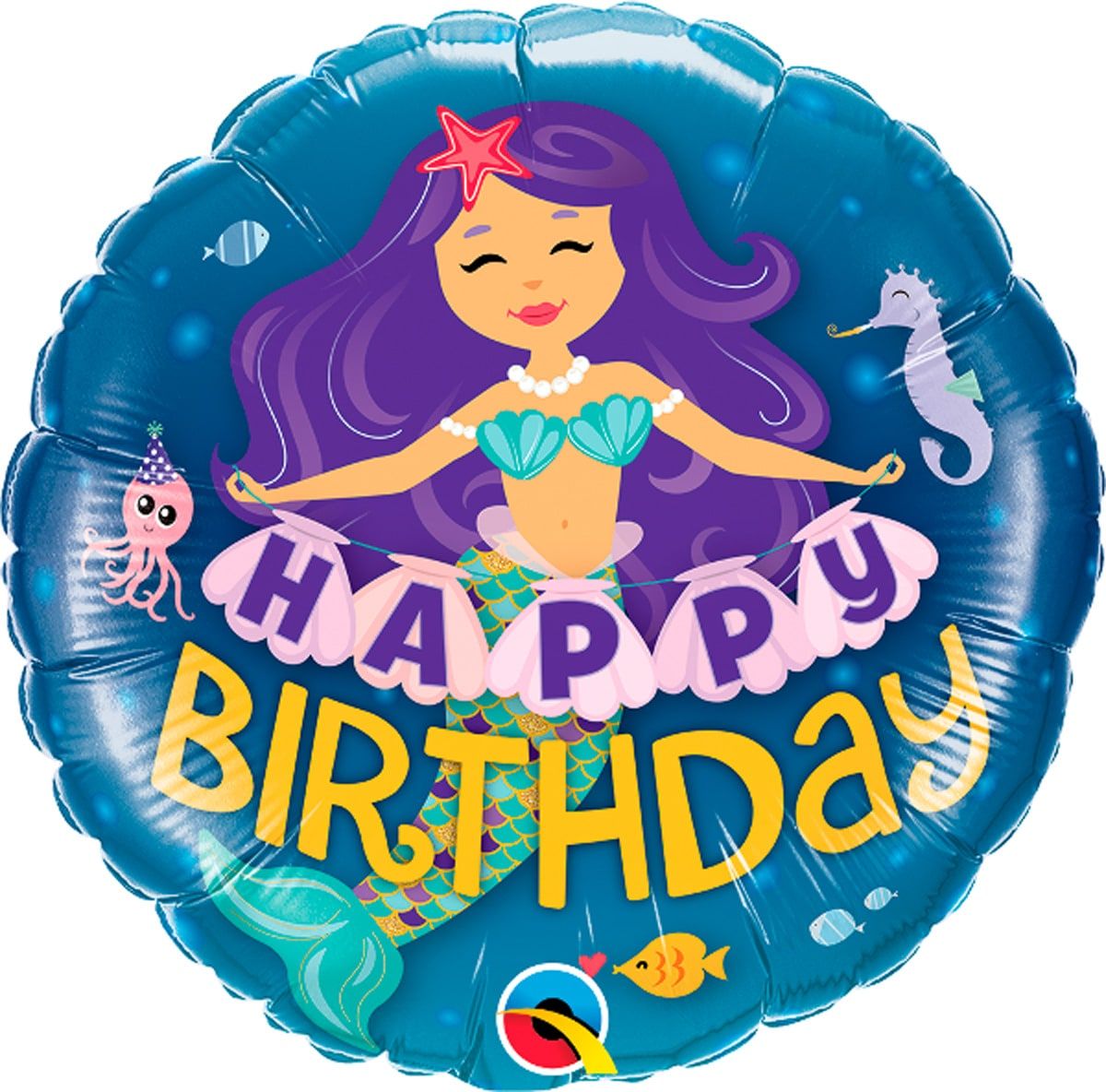 Folieballon zeemeermin happy birthday