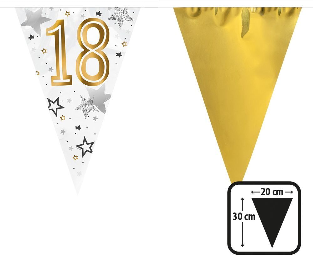 Folievlaggenlijn Verjaardag 18 Jaar 6M Goud Wit