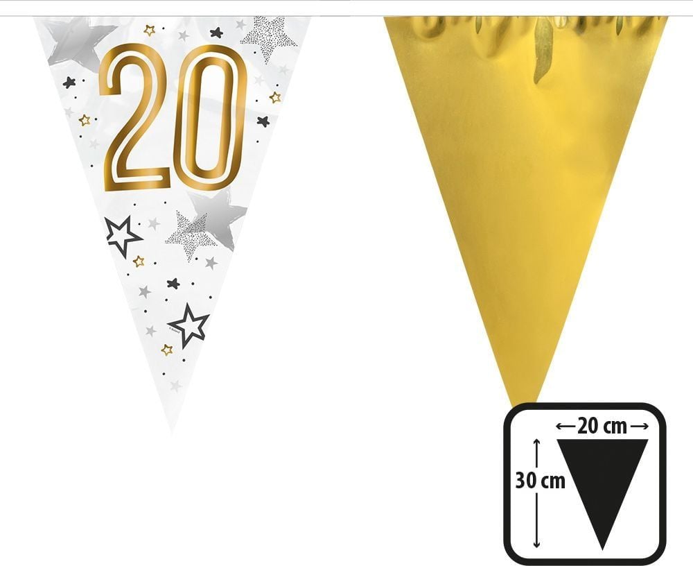 Folievlaggenlijn Verjaardag 20 Jaar 6M Goud Wit