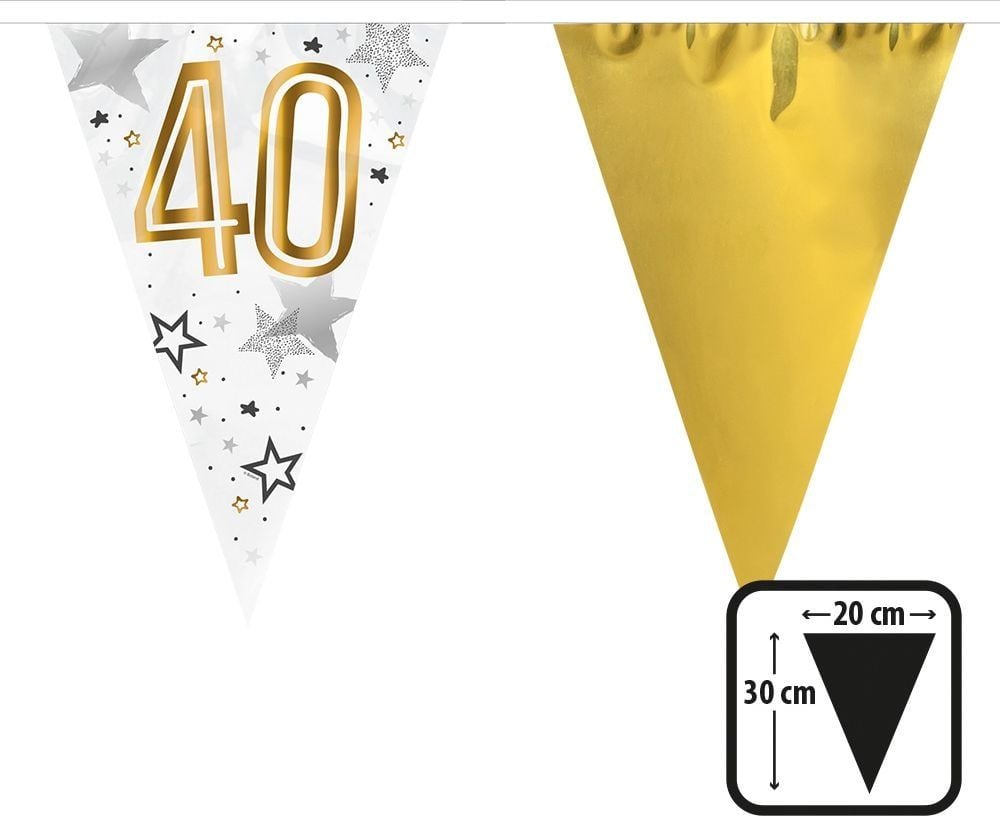 Folievlaggenlijn Verjaardag 40 Jaar 6M Goud Wit