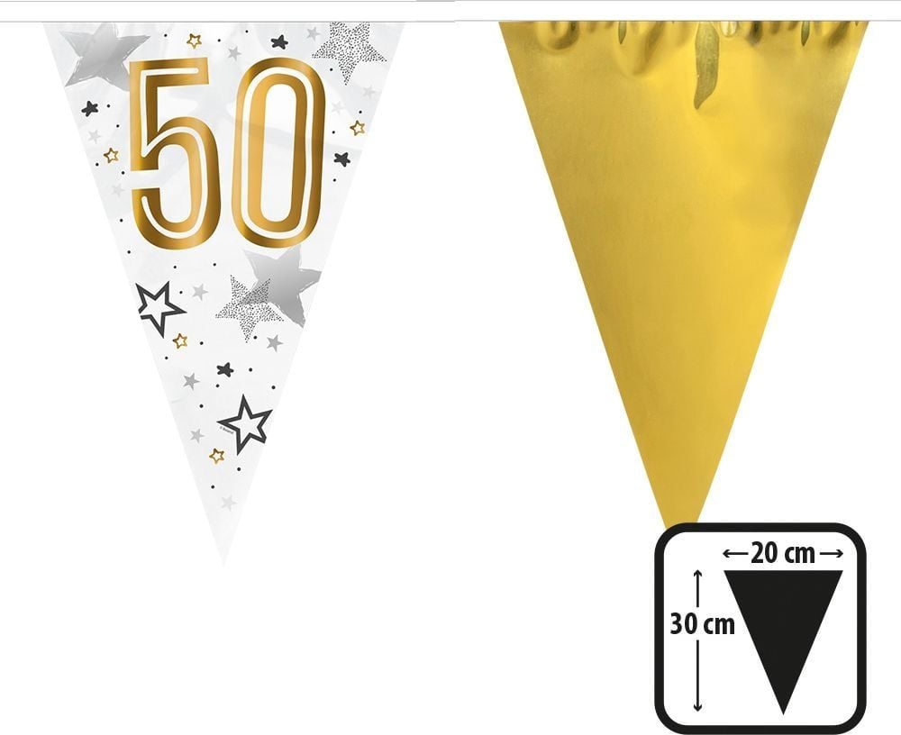 Folievlaggenlijn Verjaardag 50 Jaar 6M Goud Wit