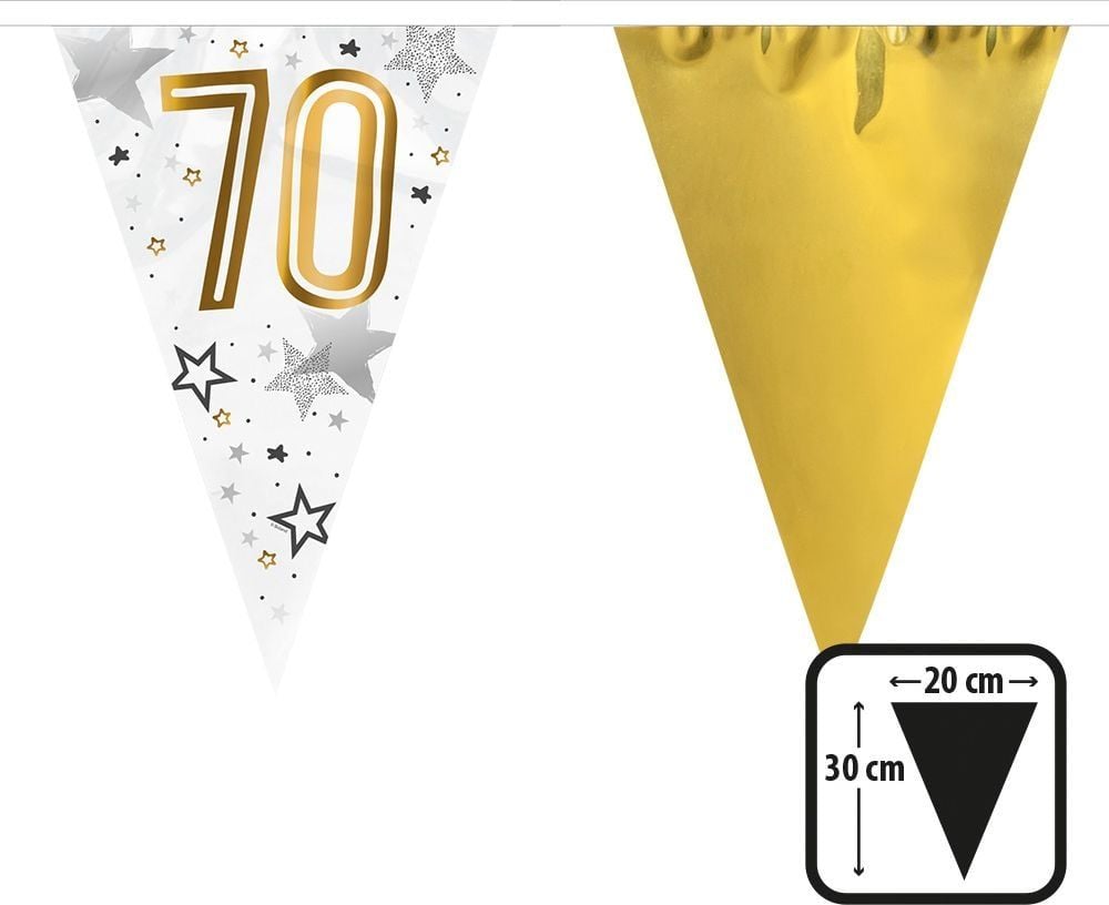 Folievlaggenlijn Verjaardag 70 Jaar 6M Goud Wit