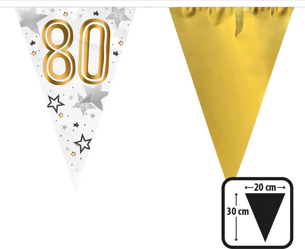 Folievlaggenlijn Verjaardag 80 Jaar 6M Goud Wit