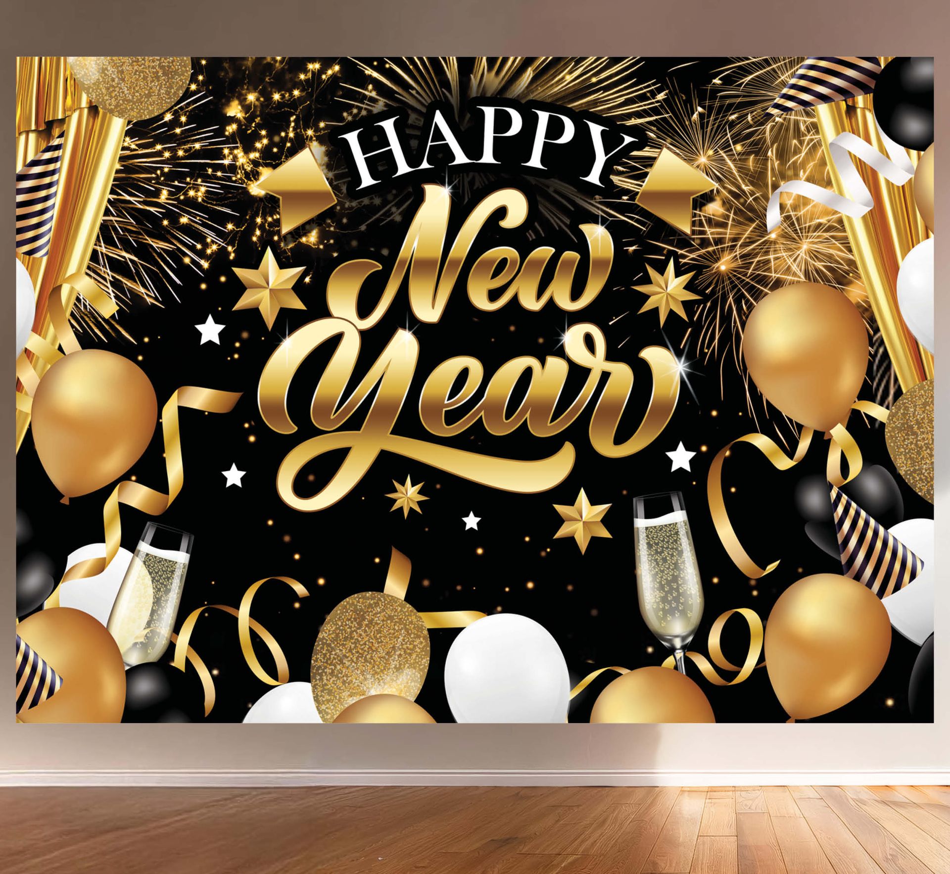 Fotoachtergrond Oud & nieuw " Happy New Year" 220 x 150 cm