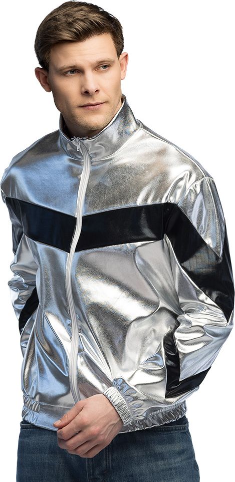 Fout Trainingsjasje Zilver 90’s Retro Metallic Voor Carnaval