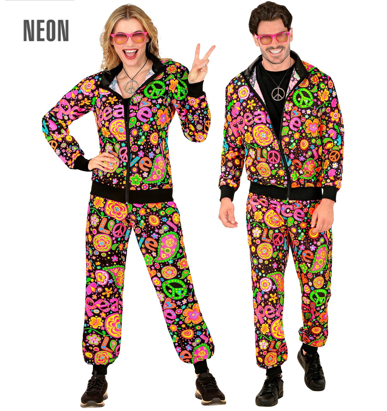 Fout trainingspak neon peace hippie