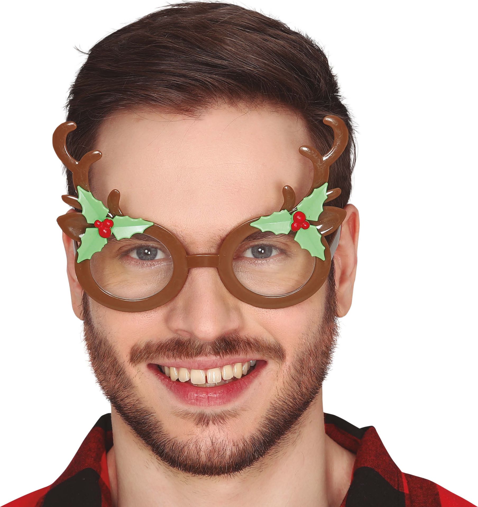 Foute glitter kerstbril rendier gewei