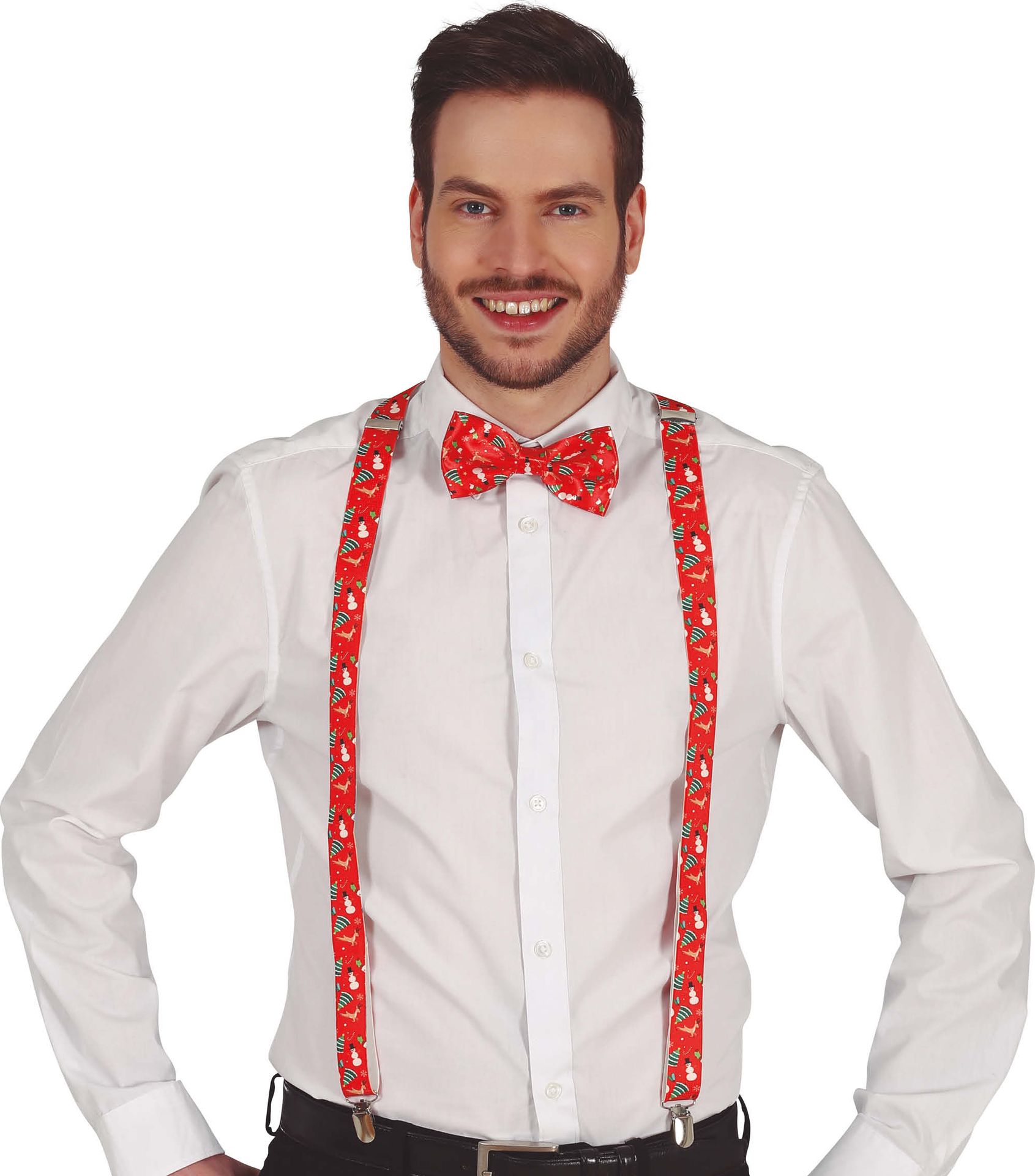 Foute kerst stropdas met kerstprint rood