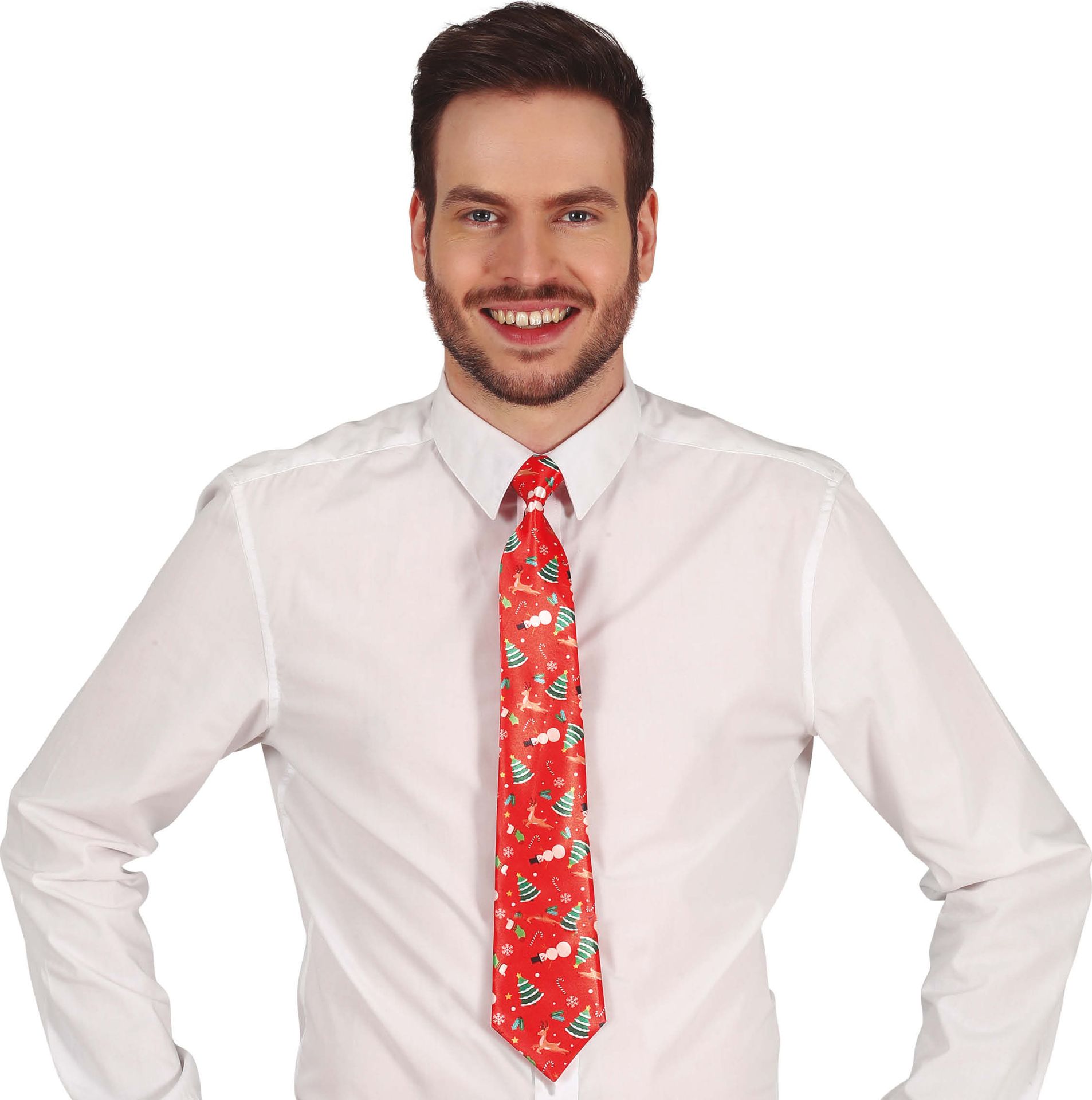 Foute kerst stropdas met print rood