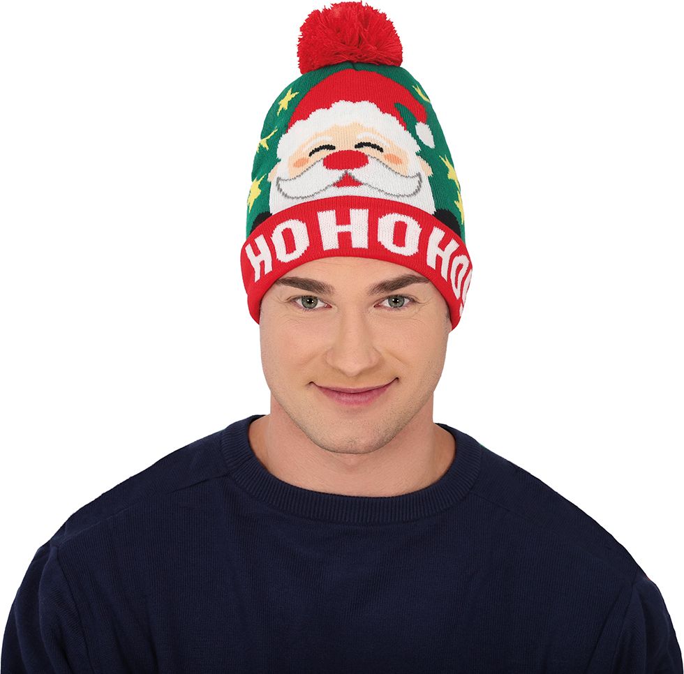 Foute kerstmuts ho ho ho met brei effect