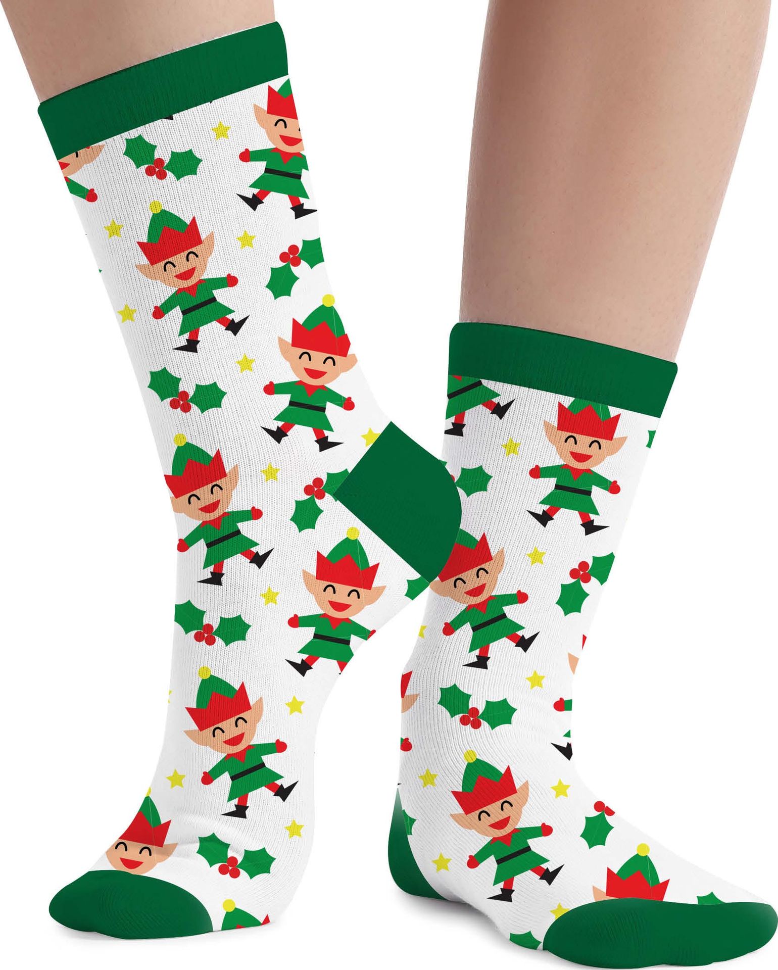 Foute kerstsokken kind santa helper wit