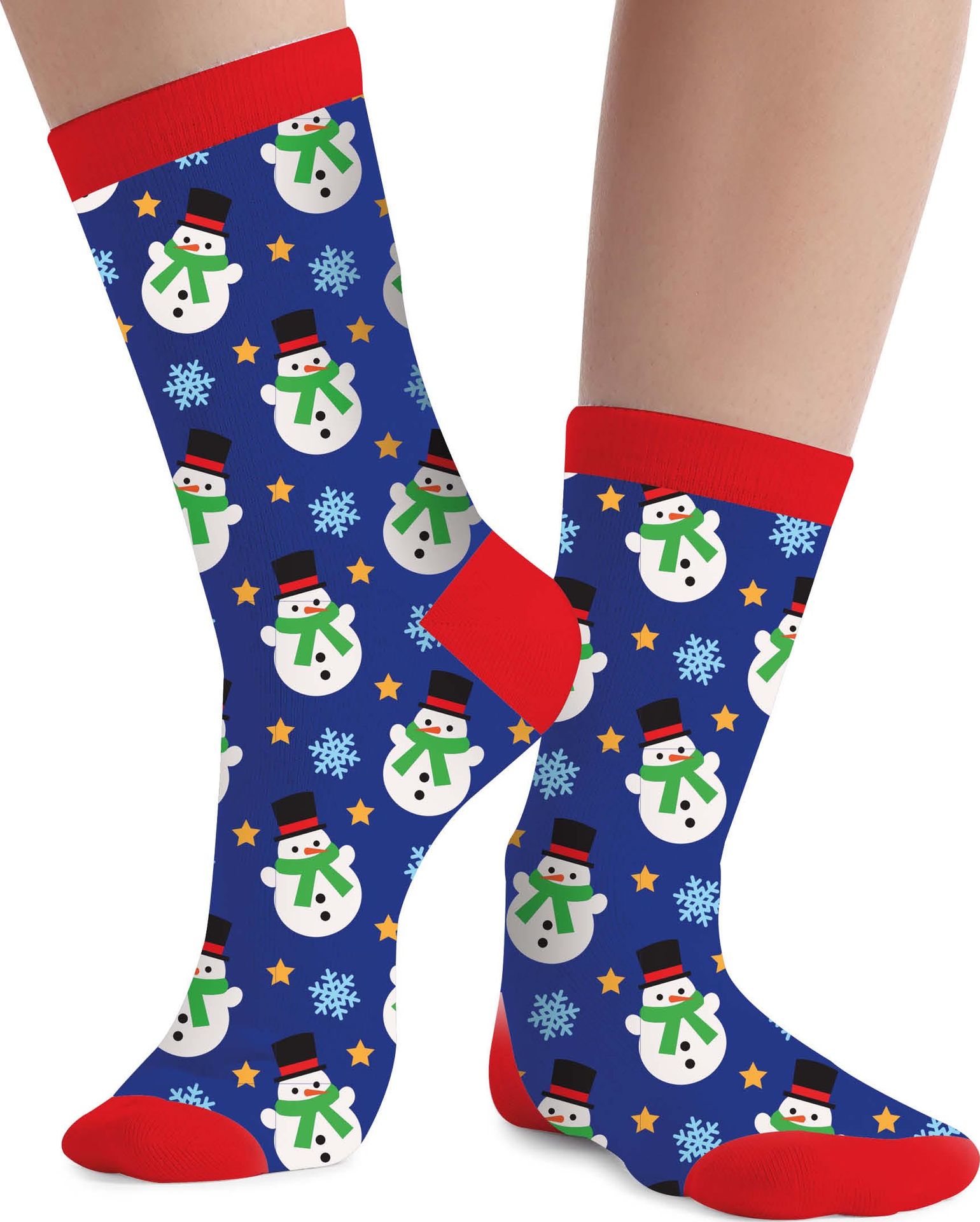 Foute kerstsokken kind sneeuwman blauw