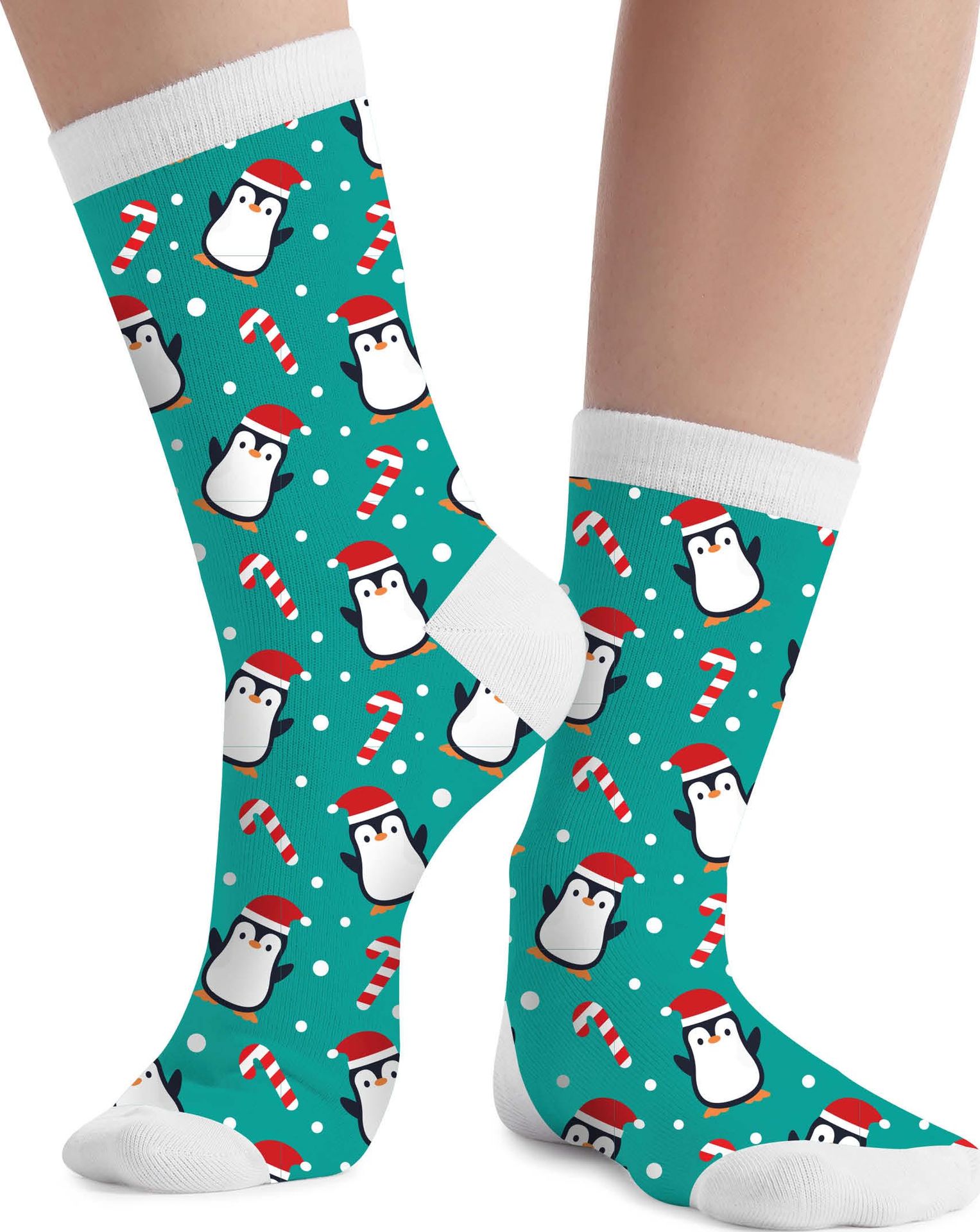 Foute kerstsokken kind zuurstok blauw