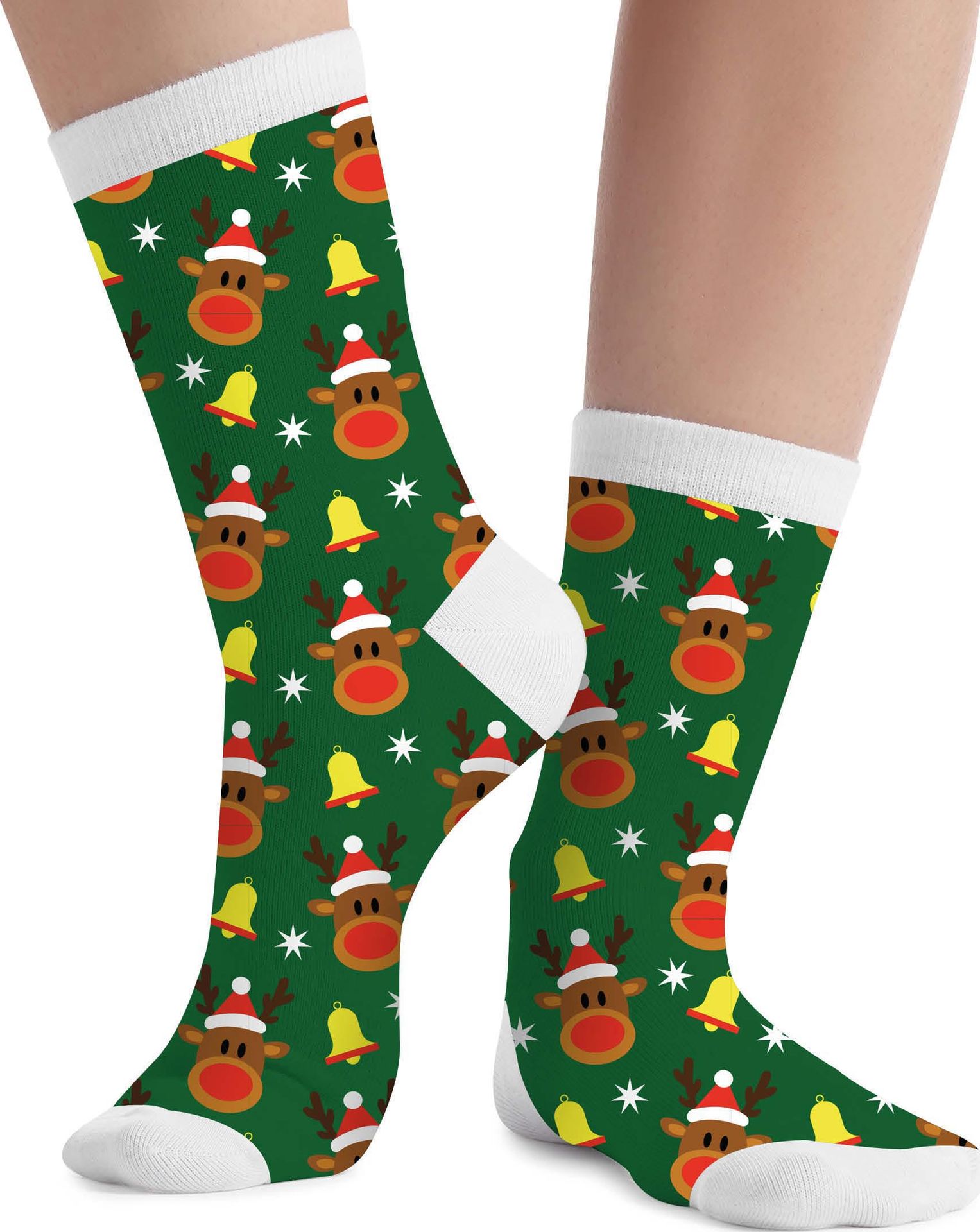 Foute kerstsokken rudolph groen