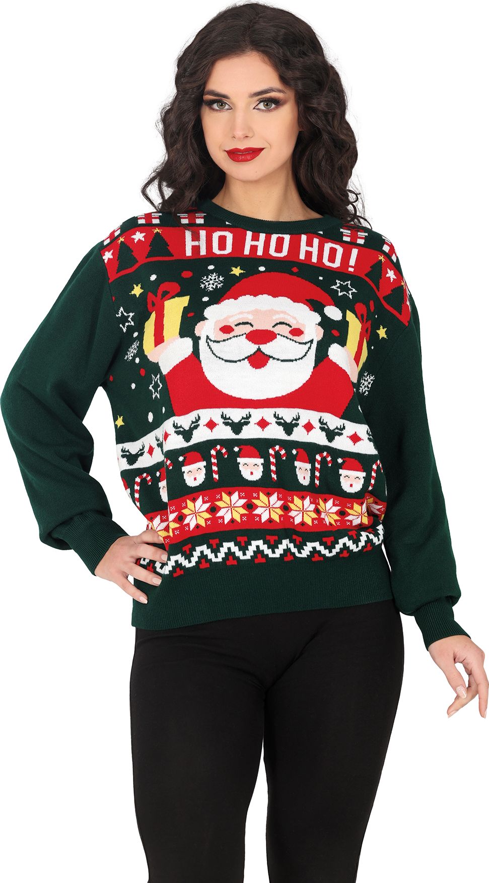 Foute kersttrui ho ho ho dames