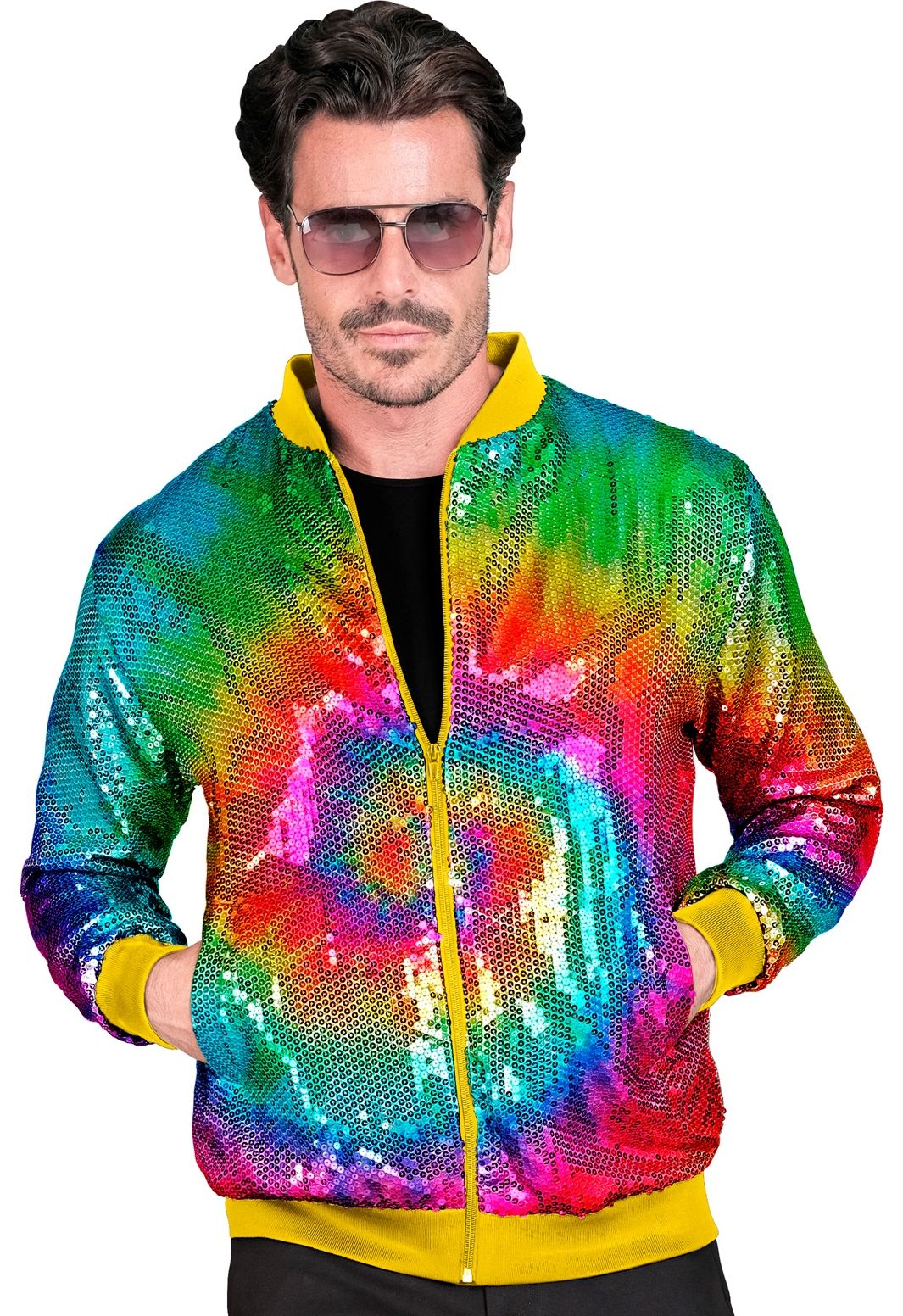 Foute trainingsjas tie dye pailletten