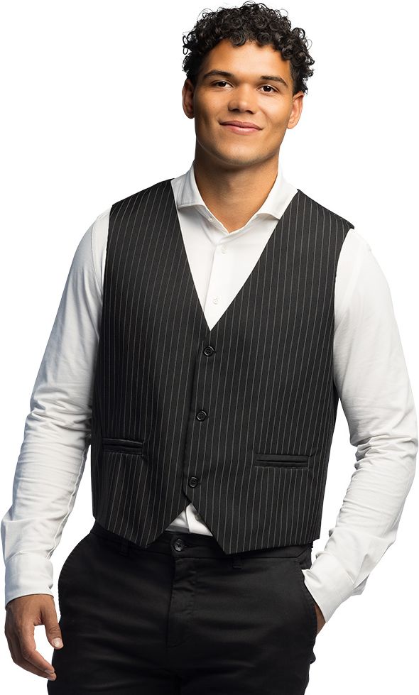 Gangster Kostuum Gilet Zwart Met Witte Strepen