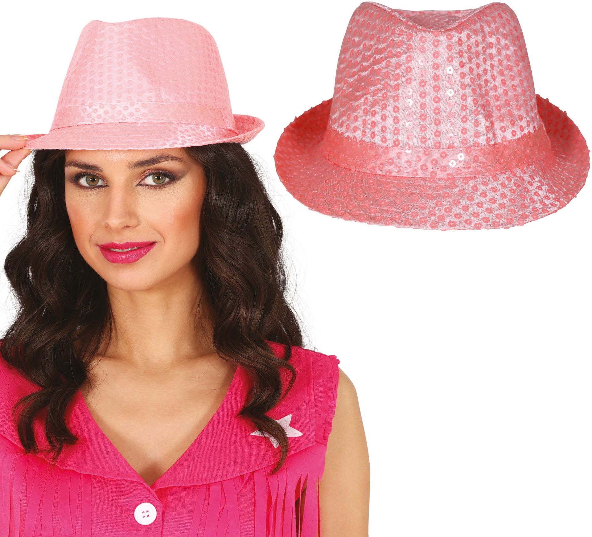 Gangsterhoed Roze met Pailletten
