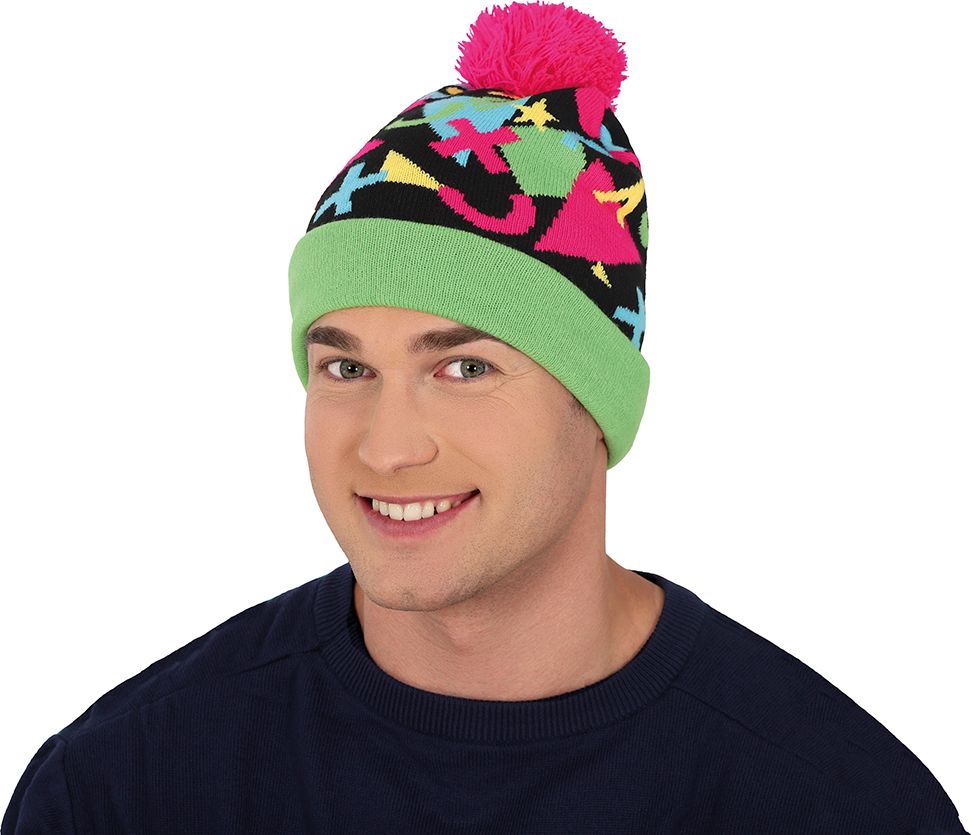 Gebreide Muts 90's Groen Roze