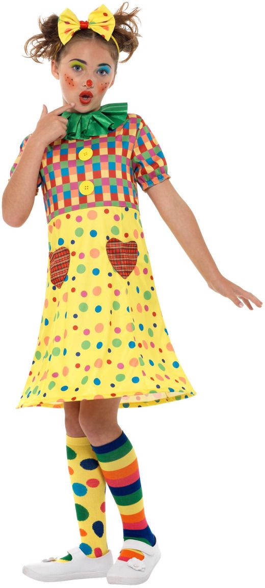 Geel meisjes clown outfit