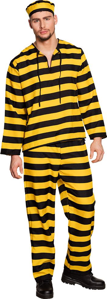 Geel zwart gevangenis kostuum heren