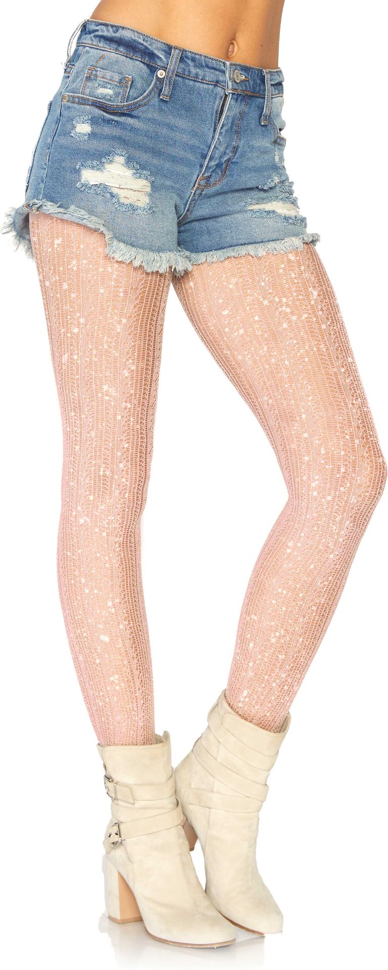 Gehaakte panty roze glitters