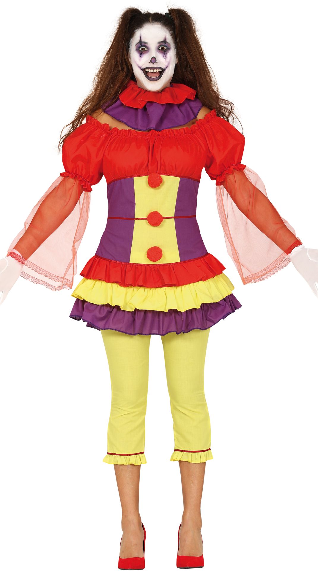 Gek gekleurd clown kostuum