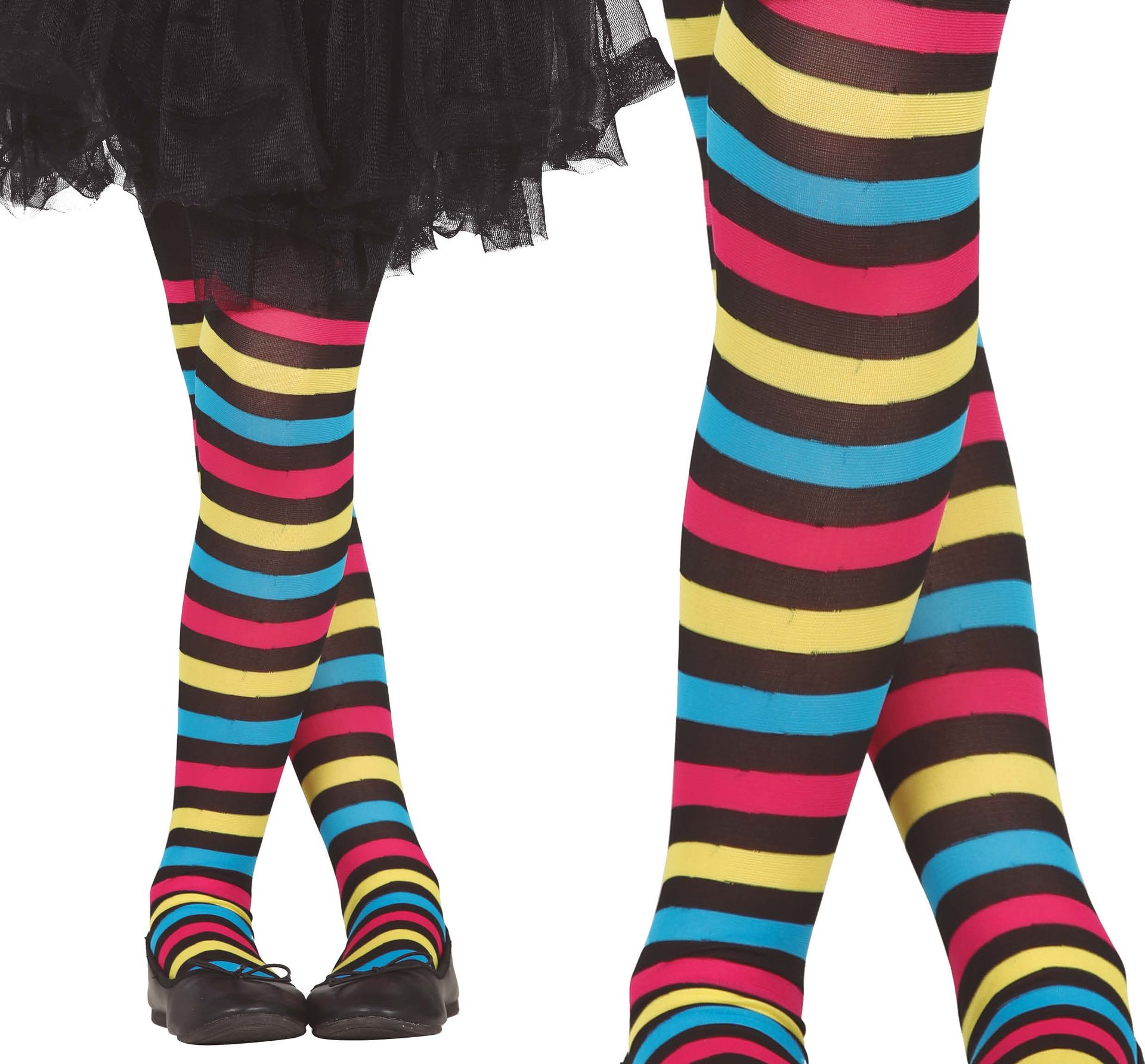 Gekleurde strepen panty kind