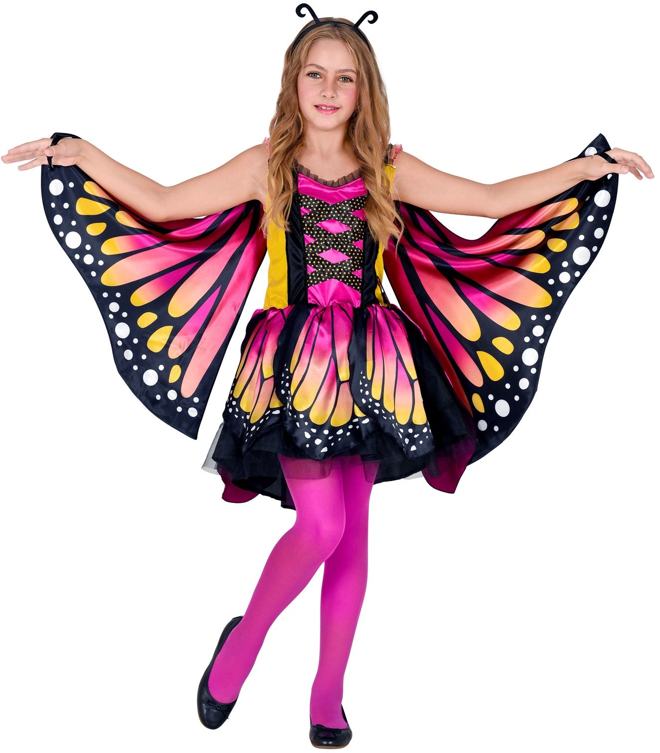 Gekleurde vlinder outfit met vleugels meisjes