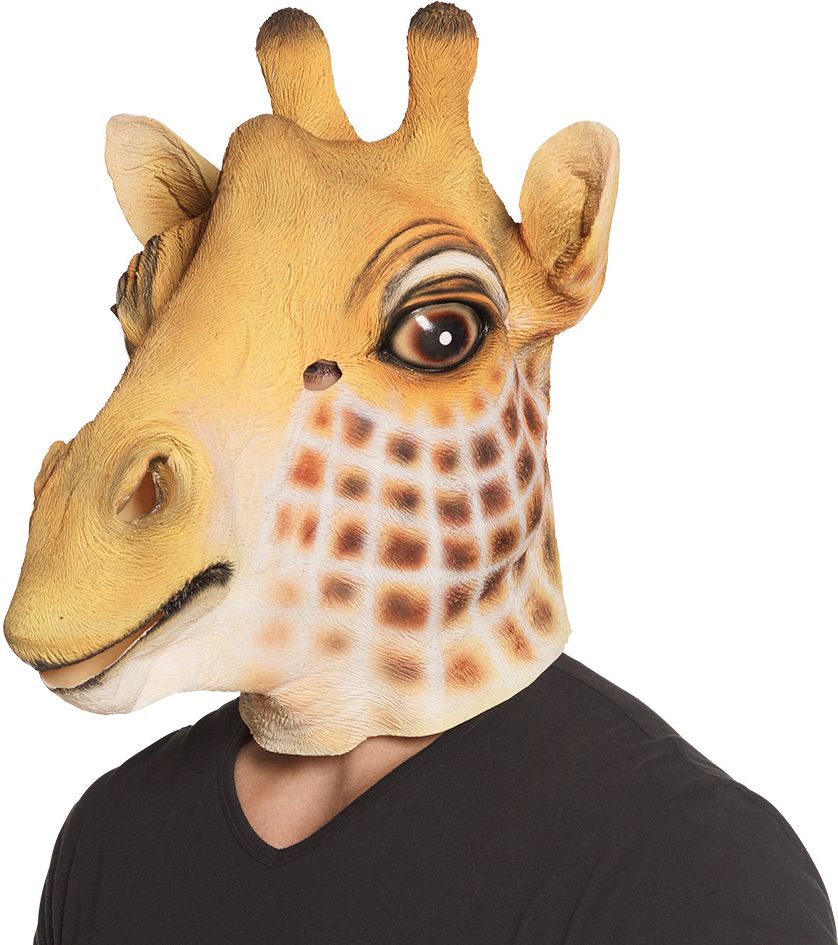 Gele giraffe masker latex